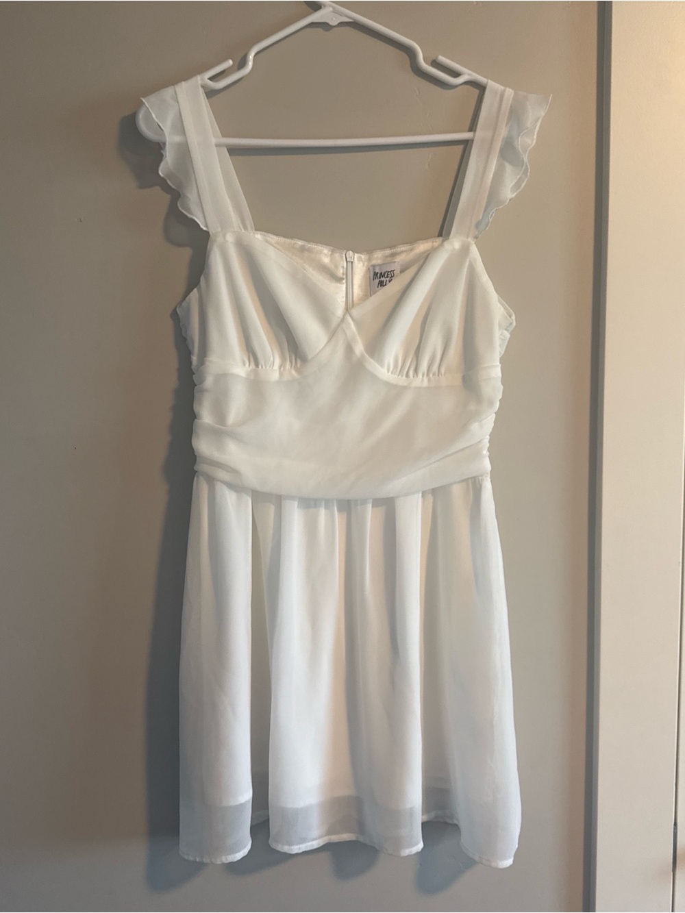 Princess Polly White Mini Dress with Ruffled Straps
